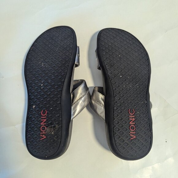 Vionic Shore Slide Velcro Strap Sandal Size 8 EU 39 Metallic Grey - Picture 4 of 7